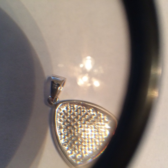 Triangular Sterling Pendant and Earrings with - Picture 2 of 7